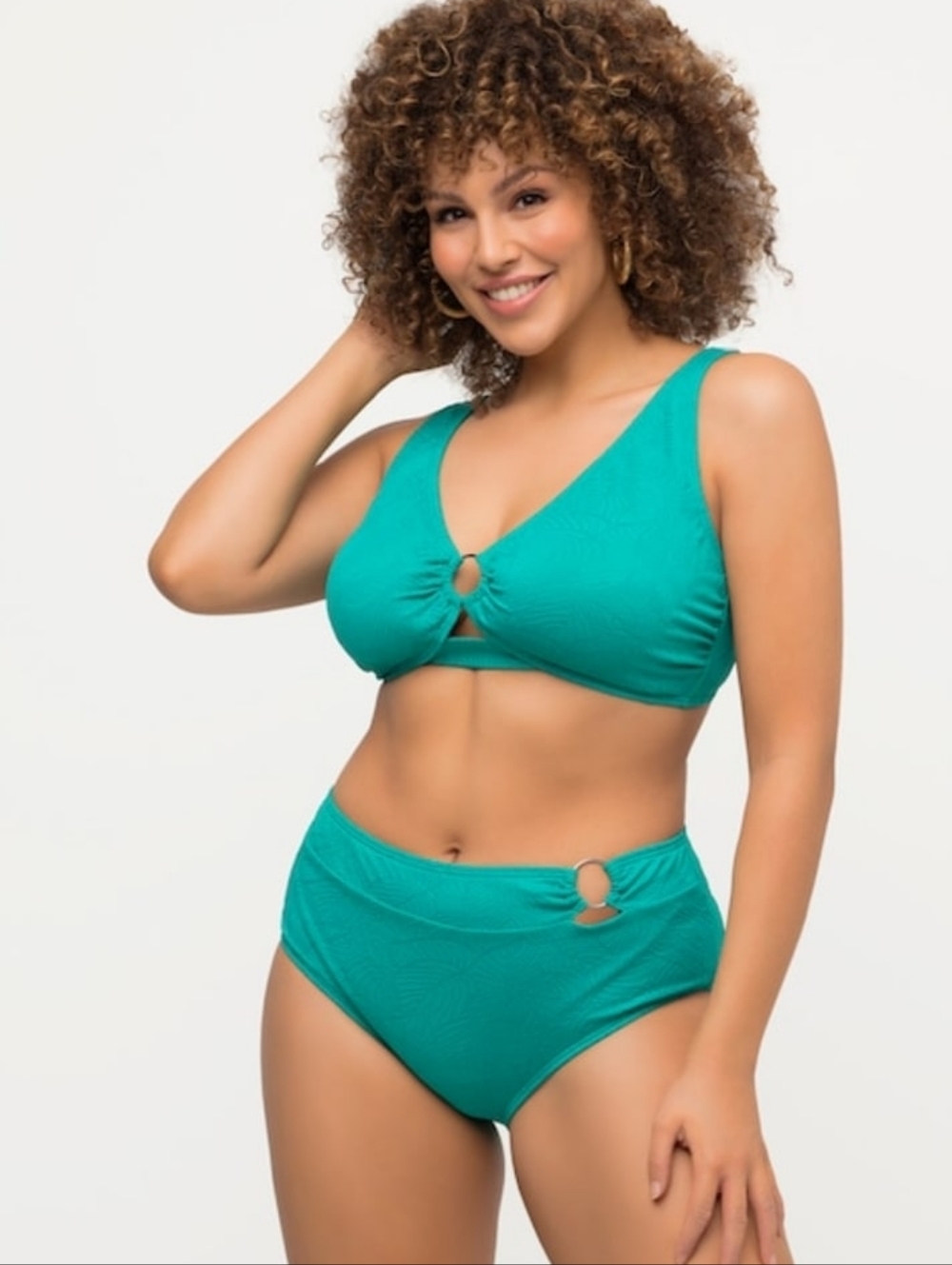 Wundercurves 2 Piece Bikini Set Size XL Green‎ Teal Swimwear Beach Tropical